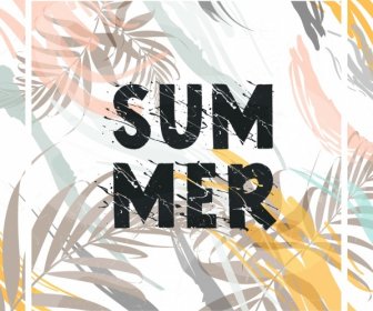 Summer Background Leaves Icons Colorful Grunge Decor