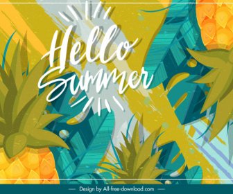 الصيف خلفية الأناناس الديكور تصميم كلاسيكي ملونة