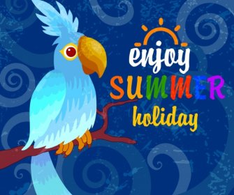 Summer Banner Blue Parrot Icon Decoration