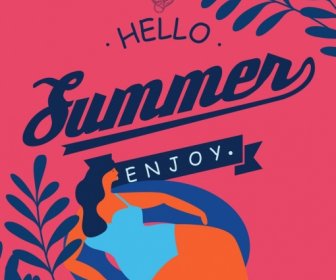 Summer Banner Relaxed Woman Icon Classical Dark Design