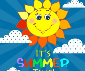 Summer Banner Stylized Sun Icon