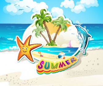 Summer Beach Travel Illustration Background Vector