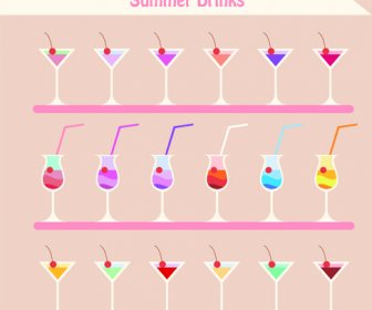 Summer Drinks Cute Design Vector