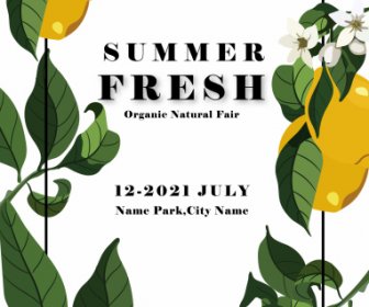 Poster Iklan Summer Fair Elemen Dekorasi Lemon Klasik
