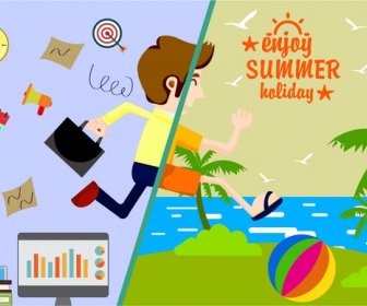 Sommer Urlaub Banner Mit Der Umwandlung Der Design-Stil