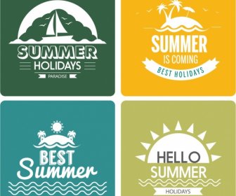 Sommer-Urlaub-Design-Elemente Sonne Boot Insel Ornament
