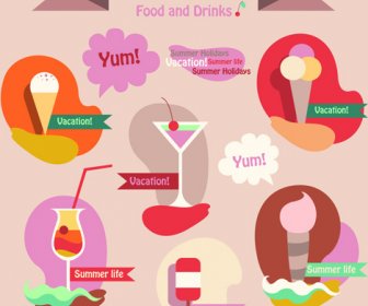Summer Holiday Food With Travel Vector