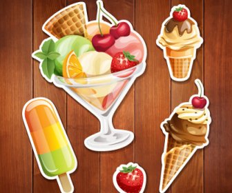Summer Holiday Food With Wooden Background Vector