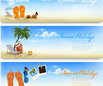 Summer Holiday Travel Time Vector Banner