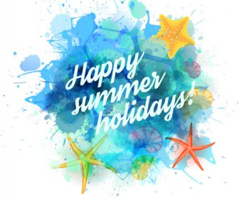 Sommer-Ferien-Elemente Mit Grunge Hintergrund Vektor