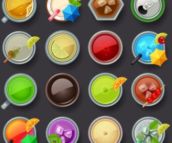Summer Ice Drink Icons Set