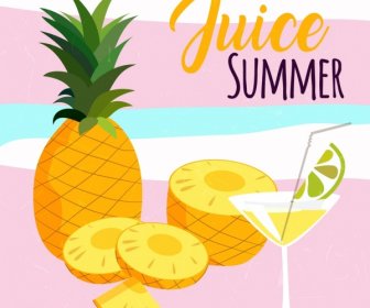 夏ジュース パイナップル カクテル グラス アイコンを広告