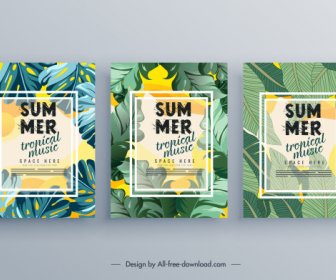 Summer Music Poster Templates Green Leaves Decor