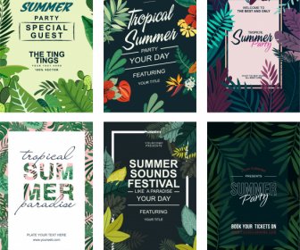 Sommer-Party-Plakat-Vorlagen Klassische Natur Elemente Dekor