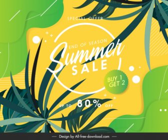 Summer Sale Banner Bright Colorful Nature Elements Decor