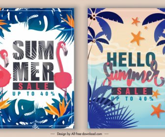 Summer Sale Banners Colorful Classical Forest Marine Themes