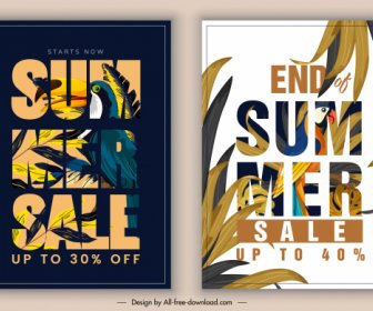 Summer Sale Banners Modern Texts Parrot Leaves Decor