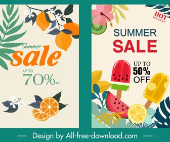 여름 판매 포스터 템플릿 다채로운 과일 아이스크림