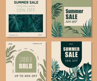 Summer Sale Poster Templates Dark Classical Leaves Decor