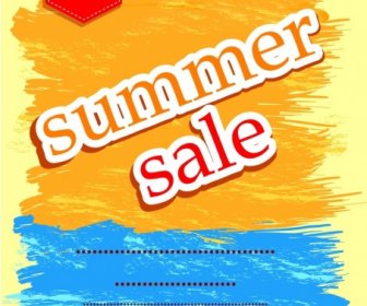 Sommer Sale Poster Wasser Farbe Grunge Ornament