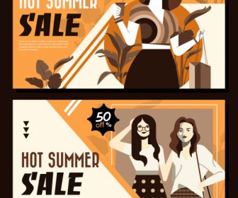 夏季銷售海報經典裝飾女性時尚素描