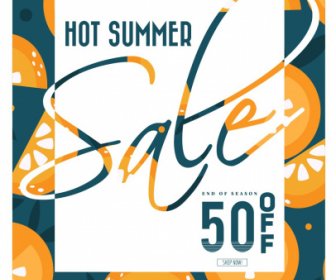Summer Sales Banner Retro Flat Orange Decor