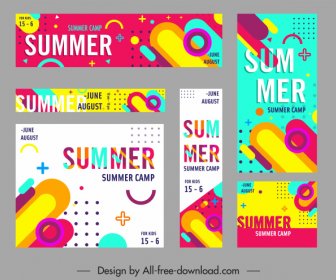 여름 판매 배너 현대 다채로운 기하학적 장식