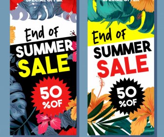 Summer Sales Flyers Colorful Hibiscus Floral Classical Design