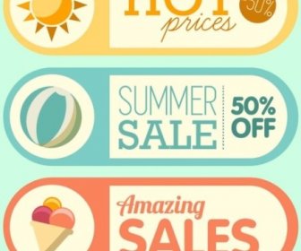 Summer Sales Promotion Sticker Retro Vector