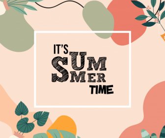 Summer Time Banner Colorful Classic Leaves Decor