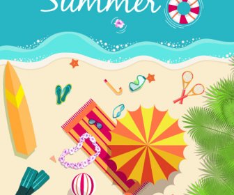 Summer Travel Elements Set Vector Background