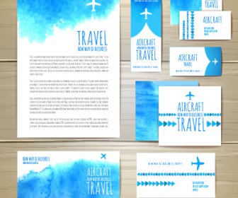 Summer Travel Watercolor Cards Vector