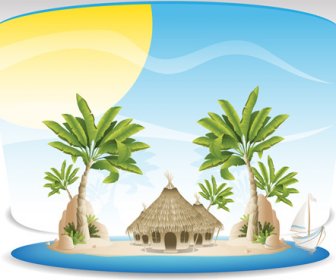 Summer Tropical Island Travel Background Vector