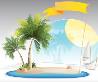 Summer Tropical Island Travel Background Vector
