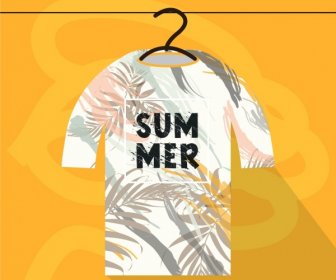 Summer Tshirt Template Leaf Icon Sketch