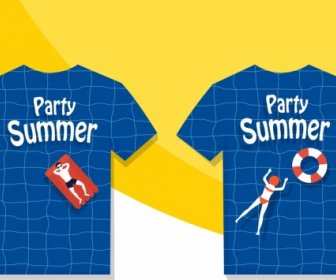 Sommer T-Shirt Vorlage Schwimmbad Menschliche Symbole Dekor