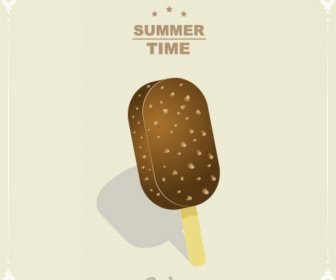 Poster Musim Panas Dengan Es Krim Cokelat