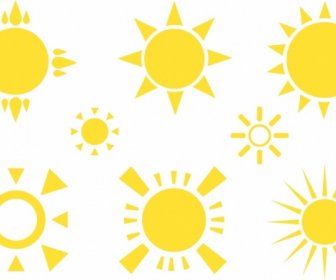 Amarelo De Coleção De ícones De Sol Círculos Estilo Geométrico