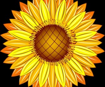 Sunflower Icon Closeup Design Shiny Yellow Decoration