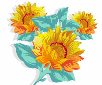 Sonnenblumen Gemälde Bunt Vintage Skizze