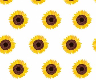 Sunflowers Background Multicolored Flat Repeating Decor
