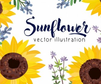 Sunflowers Background Multicolored Handdrawn Decor