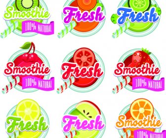 Sunner Fruits Drinks Fresh Labels Vector