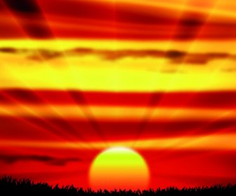 Sunset Landscapes Beautiful Vector Background