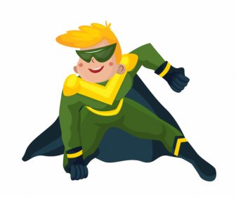Super Hero Icon Colored Cartoon Character Sketch