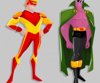 Super Hero Icons Powerful Costumes Cartoon Characters
