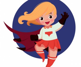 Super Kid Icon Cute Girl Sketch Cartoon Character