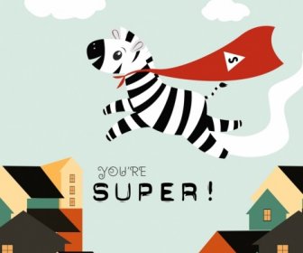 Super Zebra Dibujo Gracioso Diseño De Dibujos Animados