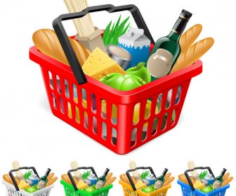 Supermarket Shopping Elements Vector