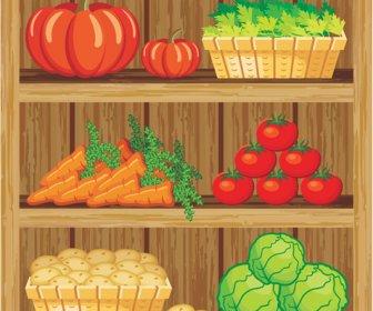 Supermarkt-Showcase Und Lebensmittel-Vektor-set